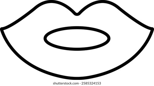 Mouth lips icon in line vector for apps or website woman girl lips shape design kissing Beauty concept. Trendy style isolated on transparent background Concept of sexy and beautiful lips