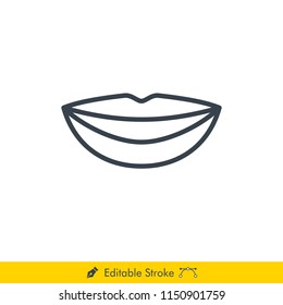 Mouth (Lips) Icon / Vector - In Line / Stroke Design