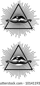 Mouth lips with rays and triangle around it