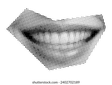 Mouth and lips, smile, tongue, dots Punk y2k black and white collage elements