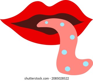 Mouth with lips and tongue in a speck.