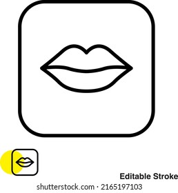 Icono de la línea del vector de los labios de boca