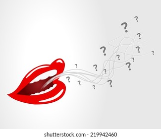 Mouth, lips - vector, question mark