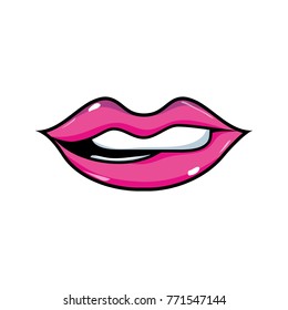 Mouth Lipstick Bite Inferior Lip Stock Vector (Royalty Free) 771547144 ...