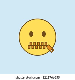 mouth to lock 2 colored line icon. Simple yellow and brown element illustration. mouth to lock concept outline symbol design from emoji set