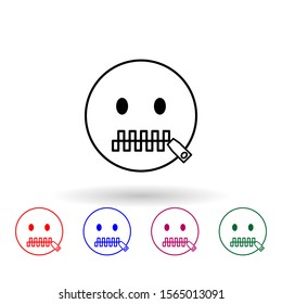 Mouth to lock multi color icon. Simple thin line, outline vector of emoji icons for ui and ux, website or mobile application