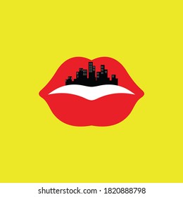 Mouth logo with creative urban vector design
