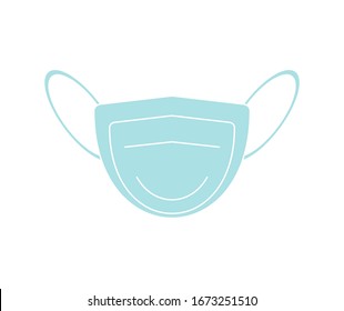 Mouth mask for doctor or nurse against virus, bacteria or diseases as an isolated vector for logo, sign, apps or website
