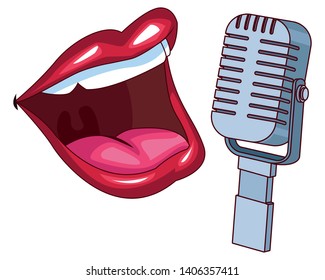 mouth and microphone vector illustration