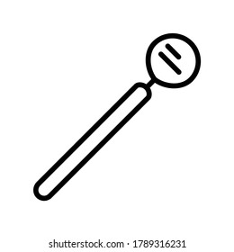 Mouth Mirror Dentist Instrument Dental Teeth Tooth Medical Line Icon Clinic Vector Illustration