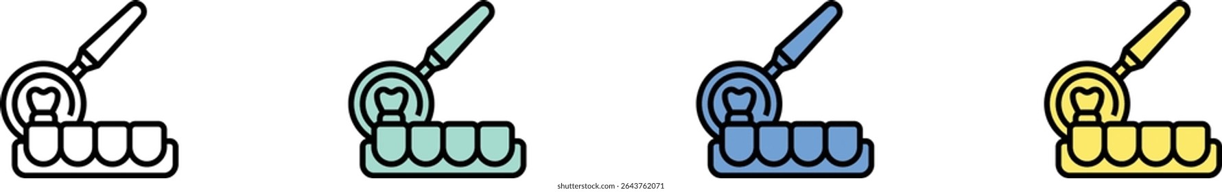mouth mirror icon. Outline, Green, Blue and Yellow Style Design Isolated On White Background