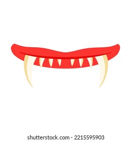 Mouth of monster cartoon illustration. Scary creature, goblin, troll or gremlin, tongue and teeth isolated on white background. Fantasy, Halloween, fairy tale concept