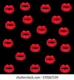 Mouth on black background. Vector illustration.