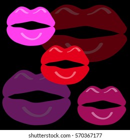 Mouth on black background. Vector illustration.