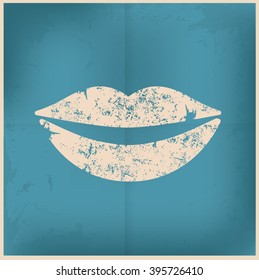 Mouth on old background,vector
