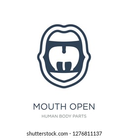 mouth open icon vector on white background, mouth open trendy filled icons from Human body parts collection, mouth open vector illustration