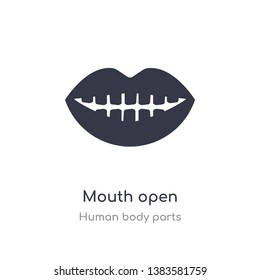 mouth open outline icon. isolated line vector illustration from human body parts collection. editable thin stroke mouth open icon on white background