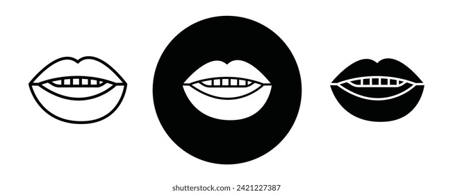 Mouth outline icon collection or set. Mouth Thin vector line art