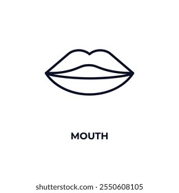 mouth outline icon. Linear vector from dentist concept. Thin line mouth icon isolated on white background