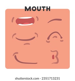 Mouth as Part of Human Face Vector Set