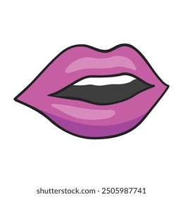 Mouth pop art icon isolated on the white background.