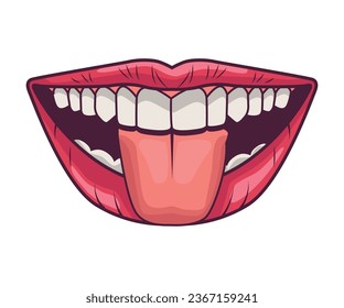 mouth pop art tongue out isolated icon