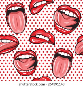 Mouth Pop Art Vector Seamless Pattern