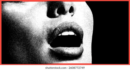 Mouth Punk Art Scream Vector Crazy Vintage Pop Abstract Pattern – Bold Rebel Poster Illustration for Media or Music Concepts