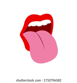 Mouth, Red lips, icon. Graphic template. Vector illustration
