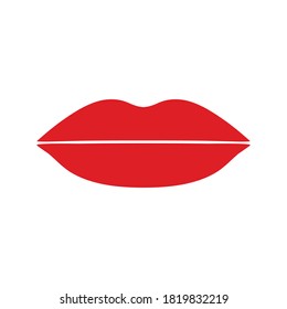 Mouth as red lips, simple flat vector illustration design