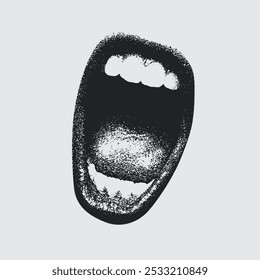 Mouth screams for a halftone stipple collage design reminiscent of grunge punk Y2K.