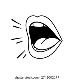 Mouth screams line icon vector on a white background
Vector line icon