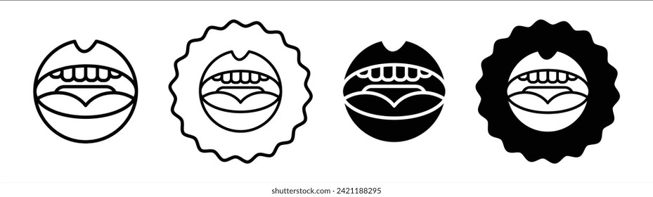 Mouth set in black and white color. Mouth simple flat icon vector
