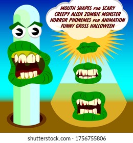 Mouth Shapes For Scary Creepy Alien Zombie Monster Horror Phonemes For Animation Funny Gross Halloween