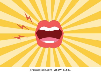 Mouth shouting angry. Symbol of warning, danger, screaming. Eps10 illustration