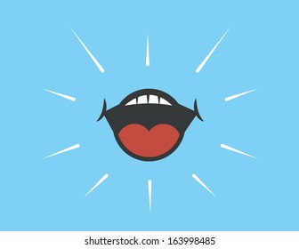 Mouth Shouting With Blue Background 