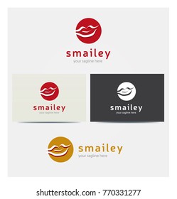 Mouth Smile Icon, Logo for Corporate Business, Card Mock up in Several Colors