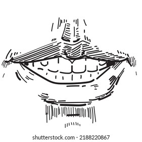 mouth smile ¨teeth smiling joy laught expression smiling face symbol lips isolated on white background