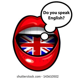 mouth speaking in english with bubble