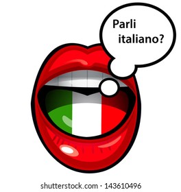mouth speaking in italian with bubble