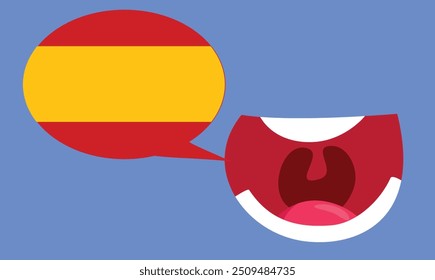 
Mouth Speaking Spanish Language Vector Cartoon Illustration. Concept design of a person learning a foreign language 
