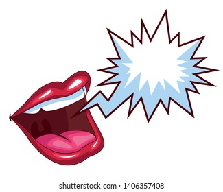 mouth with speech bubble vector illustration