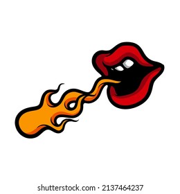 Mouth spitting fire cartoon vector illustration