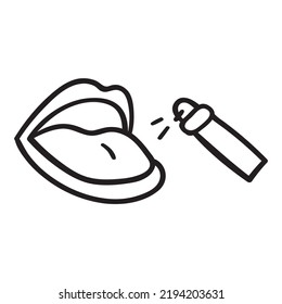 Mouth spray. Outline vector illustration on white background.