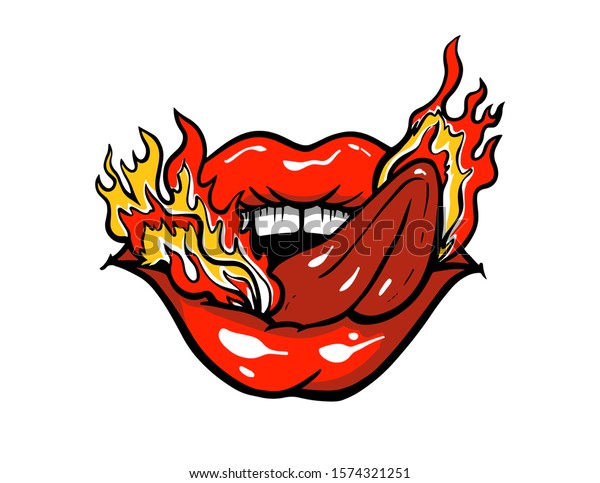 Mouth Sticking Out Tongue Fire Stock Vector Royalty Free 1574321251