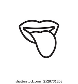 Mouth sticking tongue out icon Outline vector for web ui