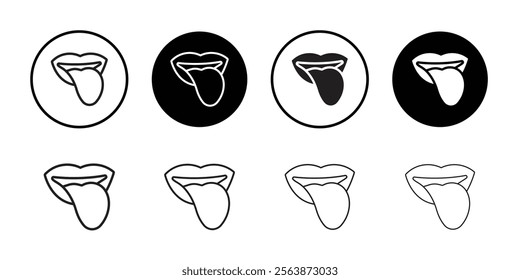 Mouth sticking tongue out icon web design in vector