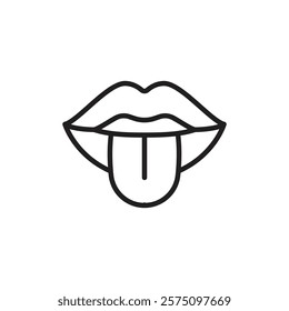 Mouth sticking tongue out icon Simple thin outline