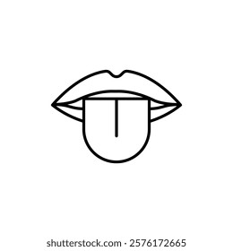 Mouth sticking tongue out icon vector outline logo sign