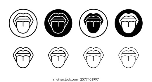 Mouth sticking tongue out icon Vector logo set flat